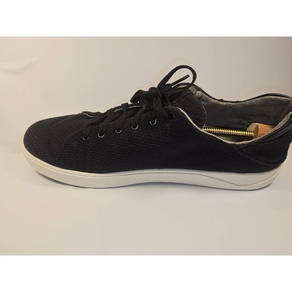 Olukai Lae Ahi Shoes Men 11 Black White Mesh Comfort Slip On Sneaker Boat Deck